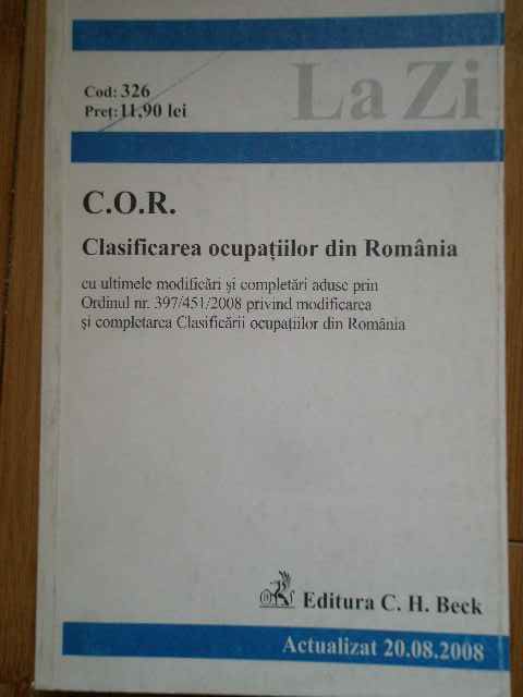 CLASIFICAREA OCUPATIILOR DIN ROMANIA                                                      ...