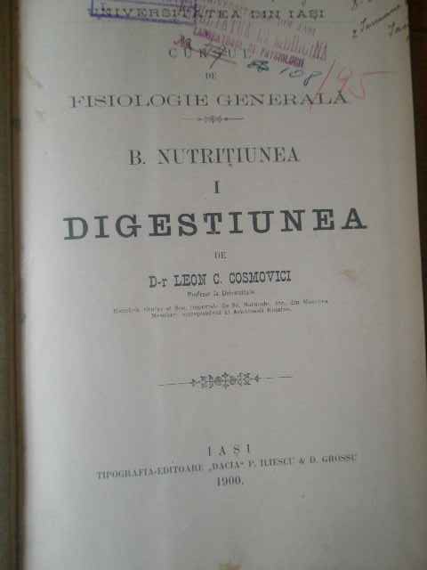 CURSUL DE FISIOLOGIE GENERALA B. NUTRITIUNEA I DIGESTIUNEA                                ...