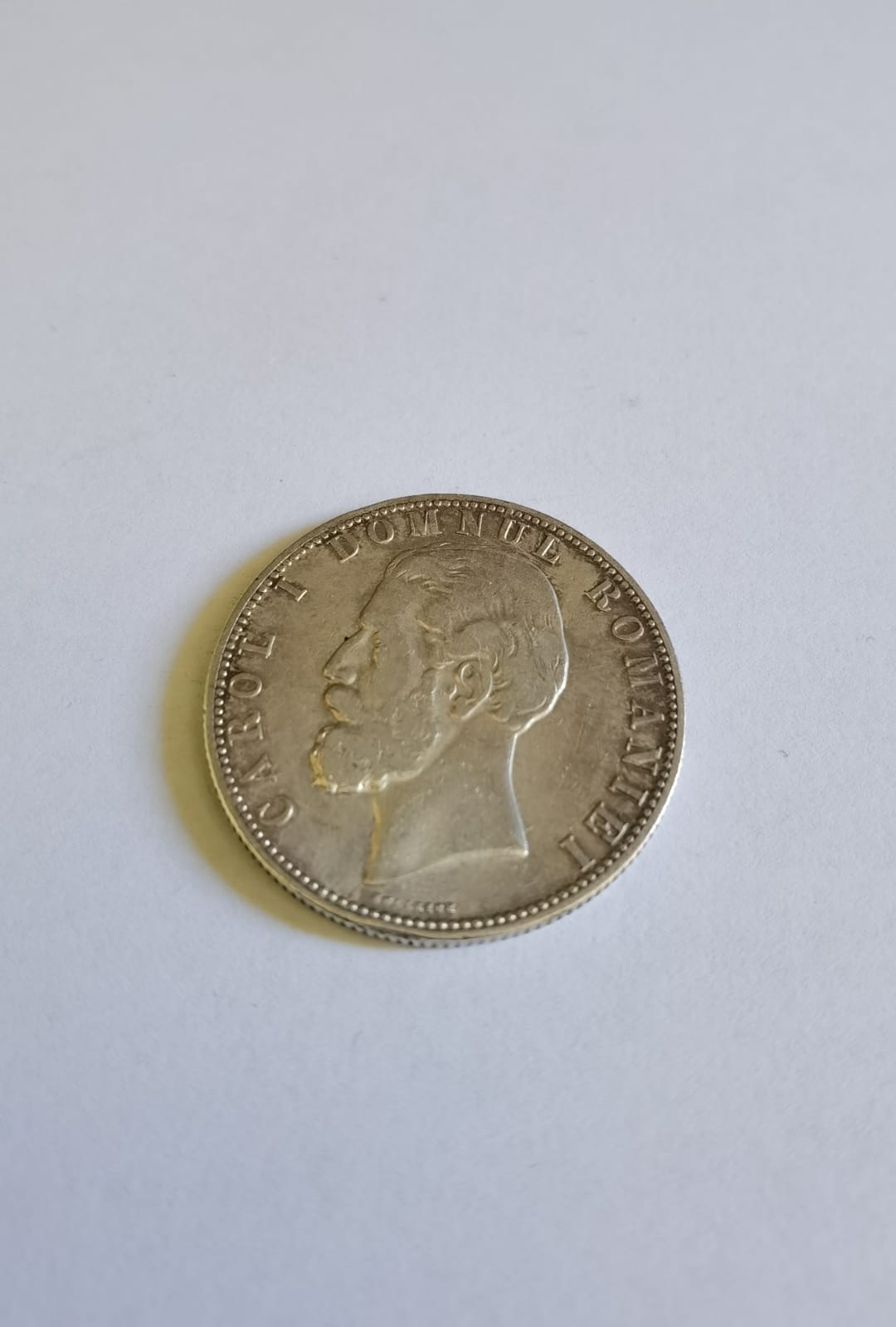 moneda argint carol i, 5 lei 1880(kullrich pe cerc)                                                  -                                                                                                   